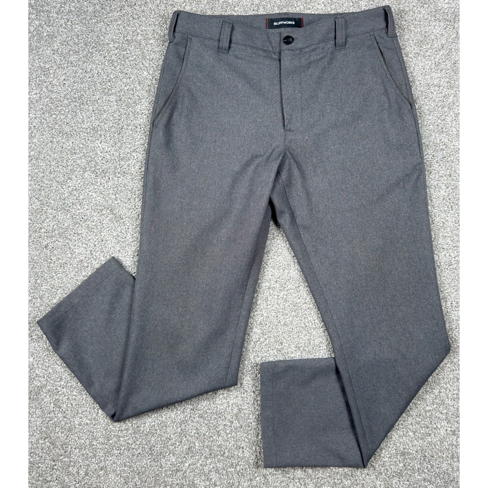 Bluffworks Gramercy Pants Mens 31x30 Gray Tailored Fit Travel Made in NYC
